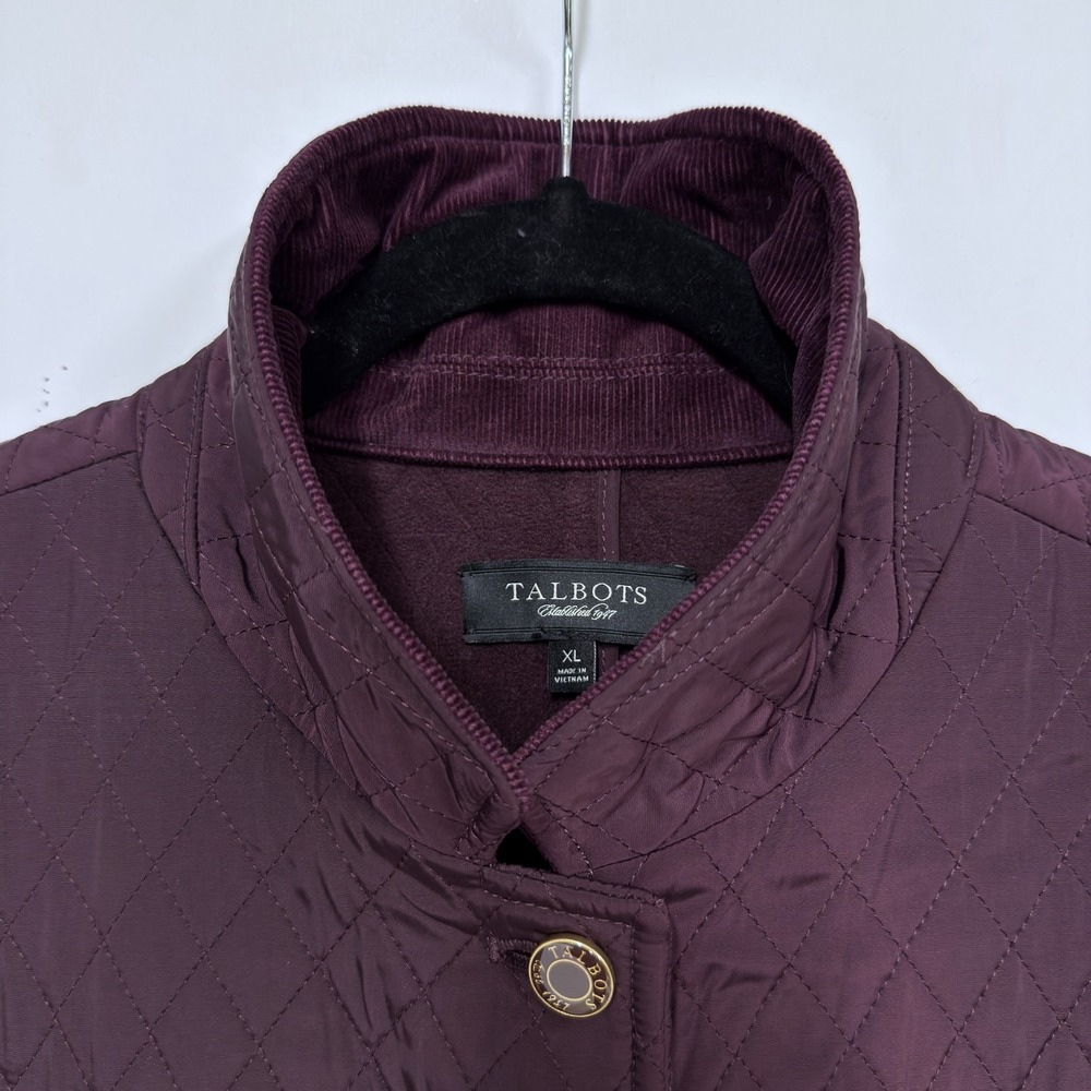 Talbots Quilted Dark Purple Vest, Size XL, Medium Weight, Fleece Lining, Pockets - Picture 4 of 8